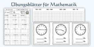 Beitragsbild für die Übungsblätter in Mathematik