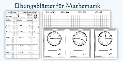 Beitragsbild für die Übungsblätter in Mathematik